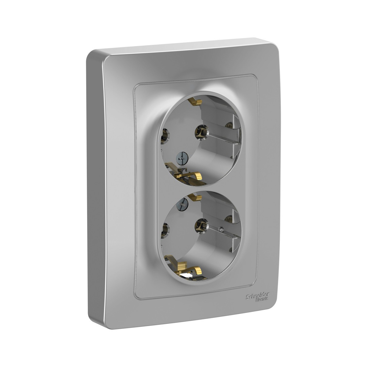 Розетка "blanca" 2-х местн. с заземл. 16а, алюминий (1/6/12) "schneider"