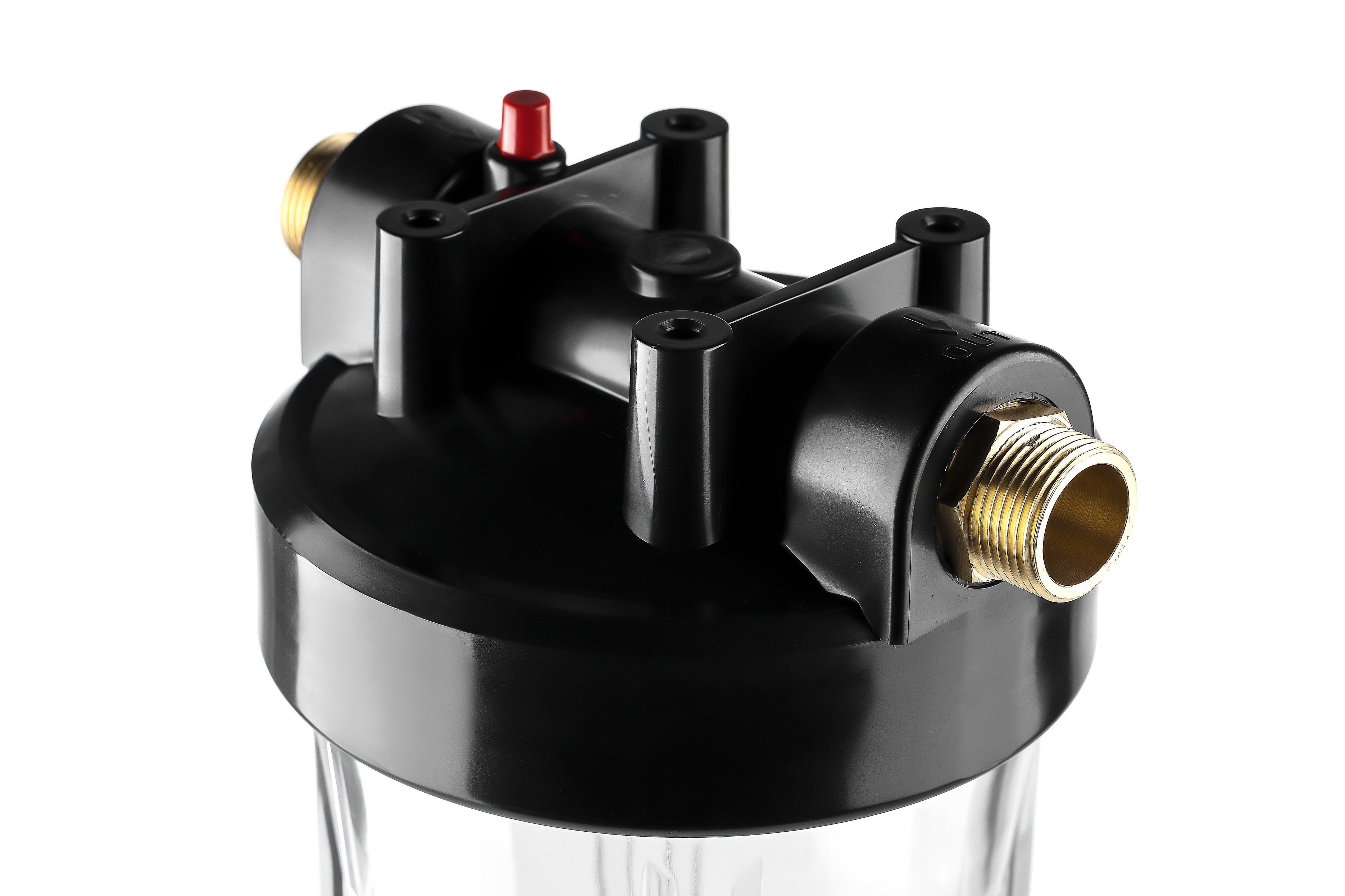 Корпус ГЕЙЗЕР 1" под картридж 10" Big Blue прозрачный, для холодной воды лат. ниппели