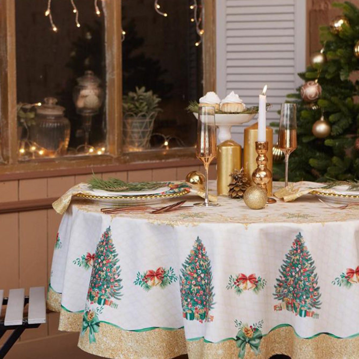 Скатерть "этель" golden christmas d=215 см (1) 5072937