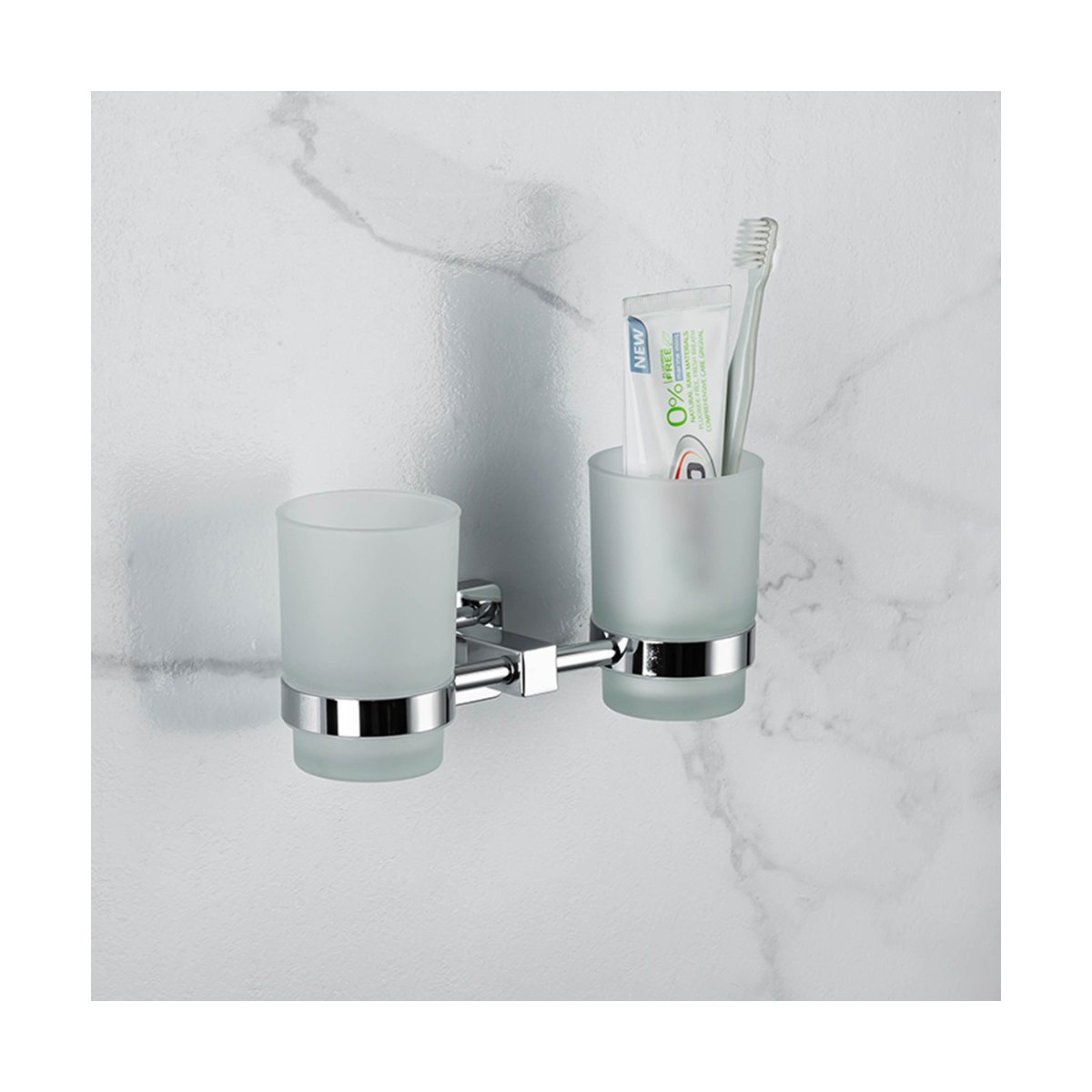 Стаканы для ванной комнаты 2 шт. с держателем r15008 (нерж.сталь), хром (1/20) "frud"