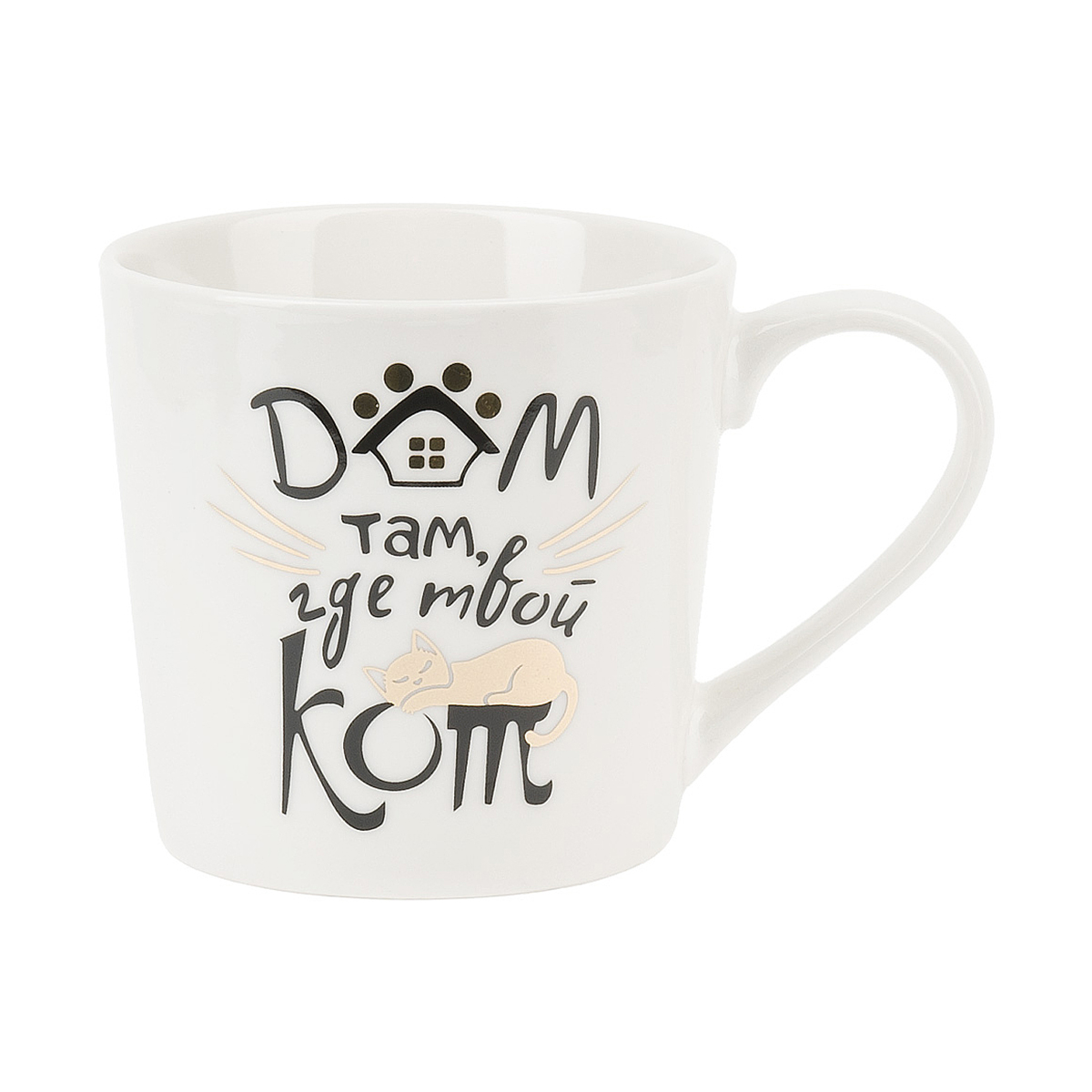 Кружка с элементами золота "кошкин дом" 375 мл, фарфор (1/12/48) "polystar collection" l2110085-1