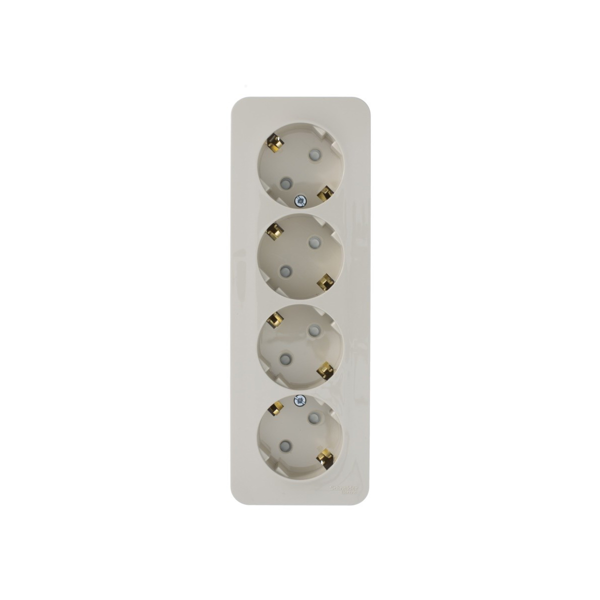 Розетка открыт. уст. "blanca" 4-х местн. с заземл, с шторками 16а, бежевый (1/4/8) "schneider"