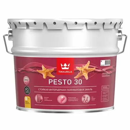 TIKKURILA PESTO 30 эмаль стойкая, алкидная, универсальная, полуматовая, база C (9л)