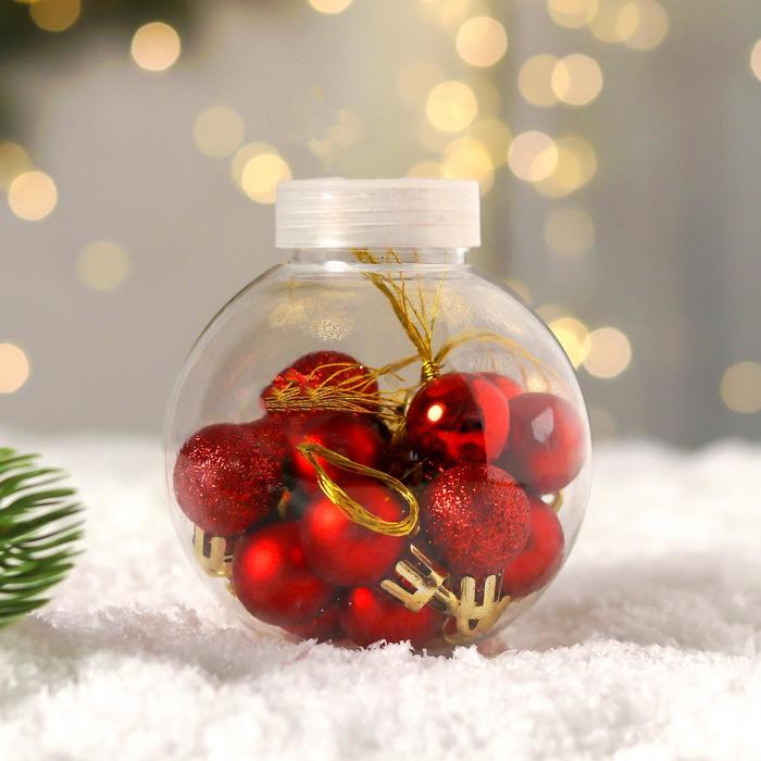 Шары новогодние d-2 см (набор 18 шт.) "небылица" красный "зимнее волшебство"  6536788