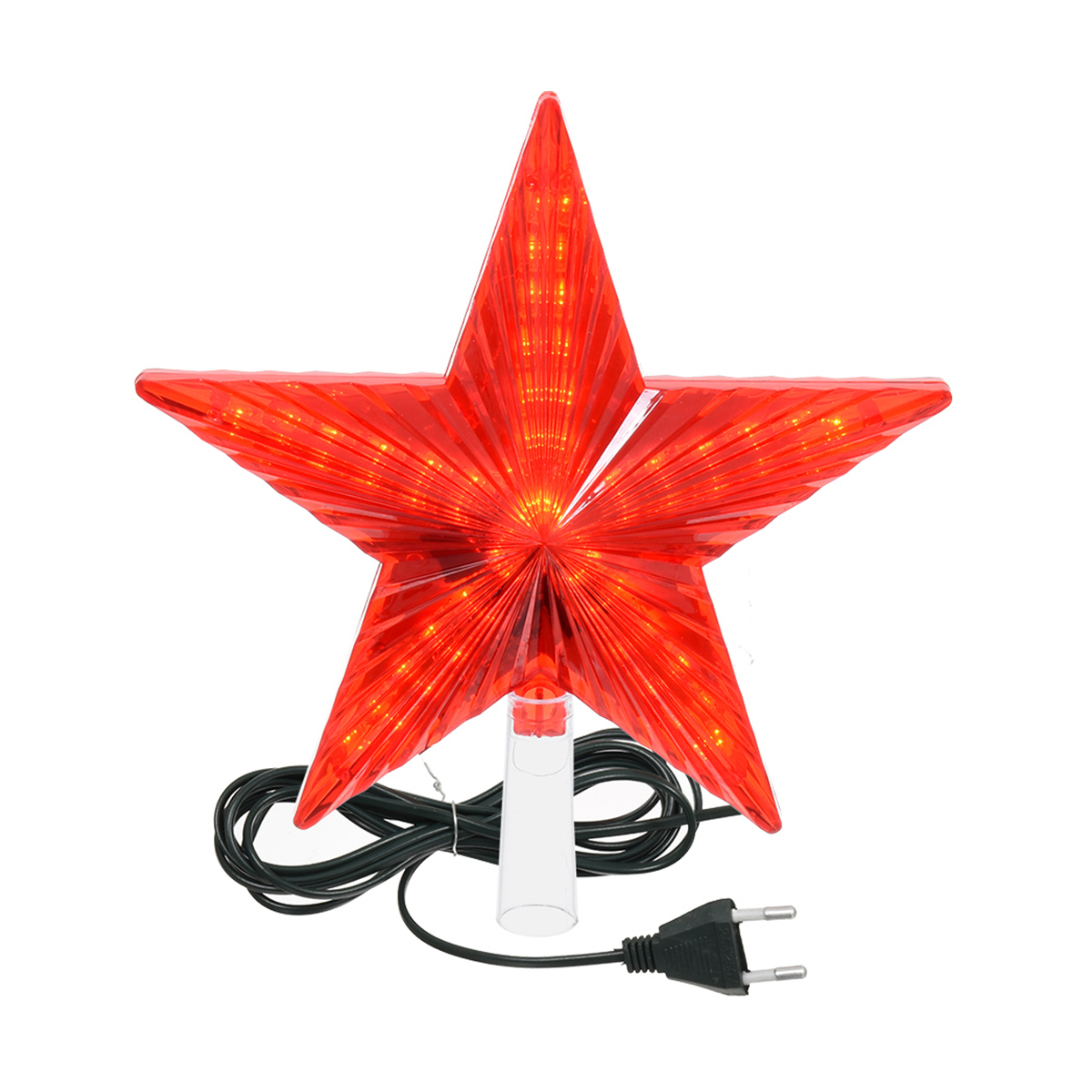 Верхушка на елку "звезда" 20*20 см красная, зеленый провод 3 м (1/20) "vegas"