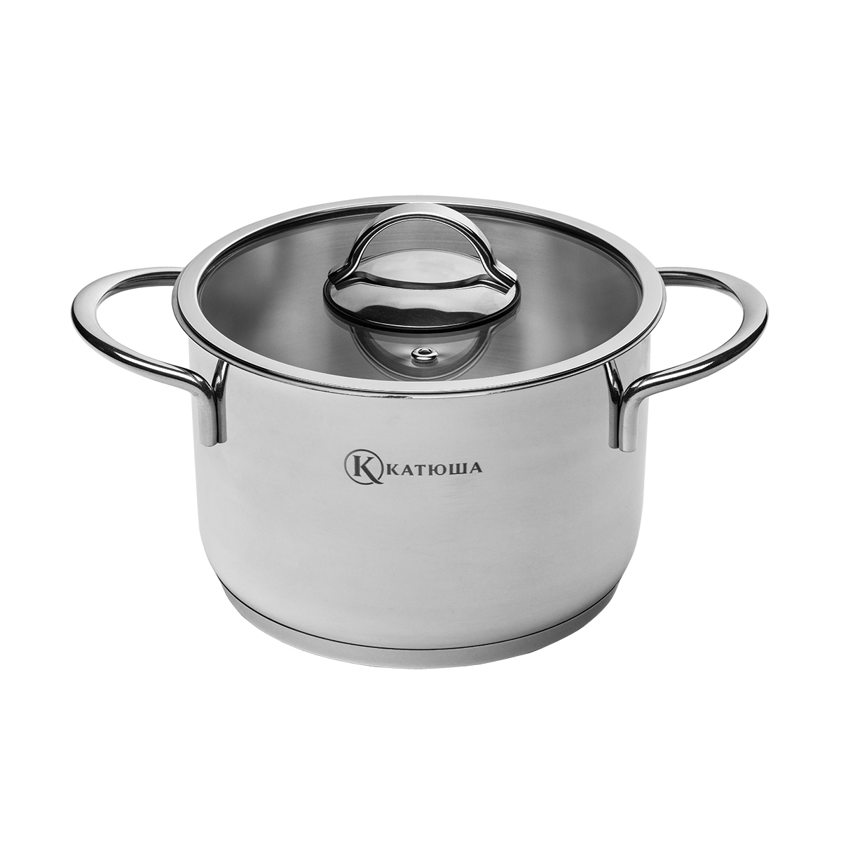 Кастрюля нержав. "platinum" 2,8 л стекл. крышка, 18*12 см (1/8) "катюша" 200-180