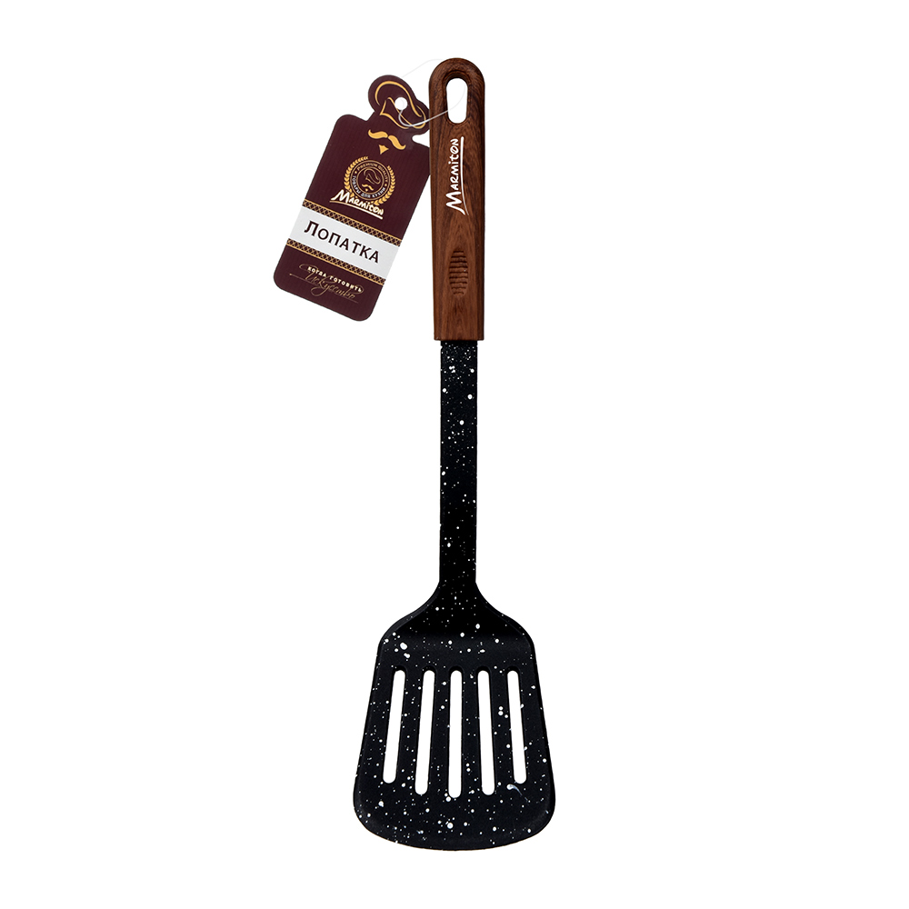 Лопатка кулинарная с отверстиями 32 см нейлон, ручка прорезин. (1/12) "marmiton" 17219