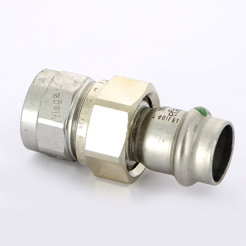 Муфта пресс-В разъёмная 18x1/2" с плоской прокладкой нержавеющая сталь Sanpress Inox VIEGA