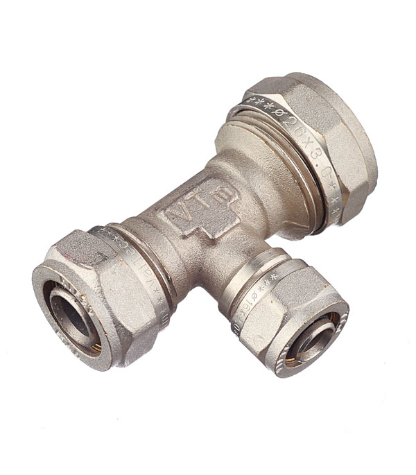 Тройник обжимной для металлополимерных труб 26 х 16 х 20 мм VALTEC