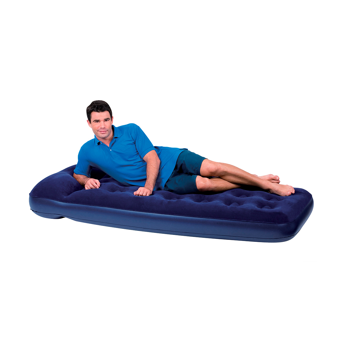 Матрас надувной 185*76*28 см винил, покрытие флок, встроенный ножной насос (1/6) "bestway" 67223