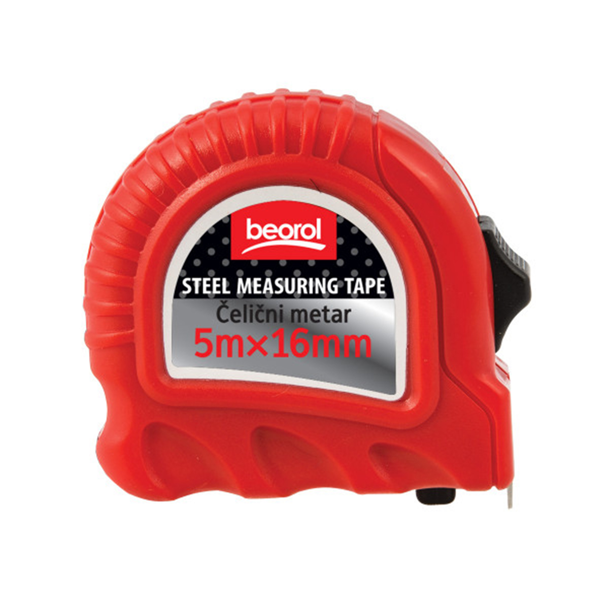 Рулетка с фиксатором 5 м/16 мм пластик.корпус (1/12/120) "beorol"