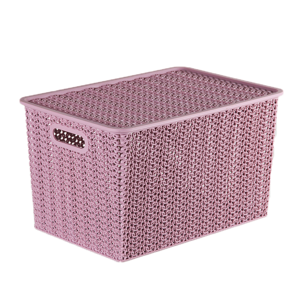 Корзина для хранения с крышкой "вязь"  7,5 л  35*24,5*10,5 см (пепел розы) (1/11) "виолет"