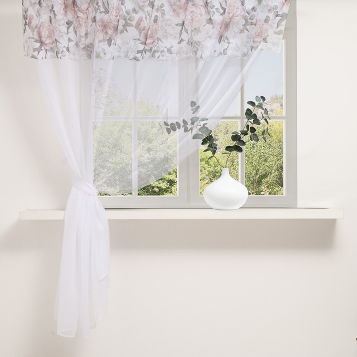 Тюль с подхватом и ламбрекеном "пионы" 250*200 см, вуаль (1) "этель" 5513580