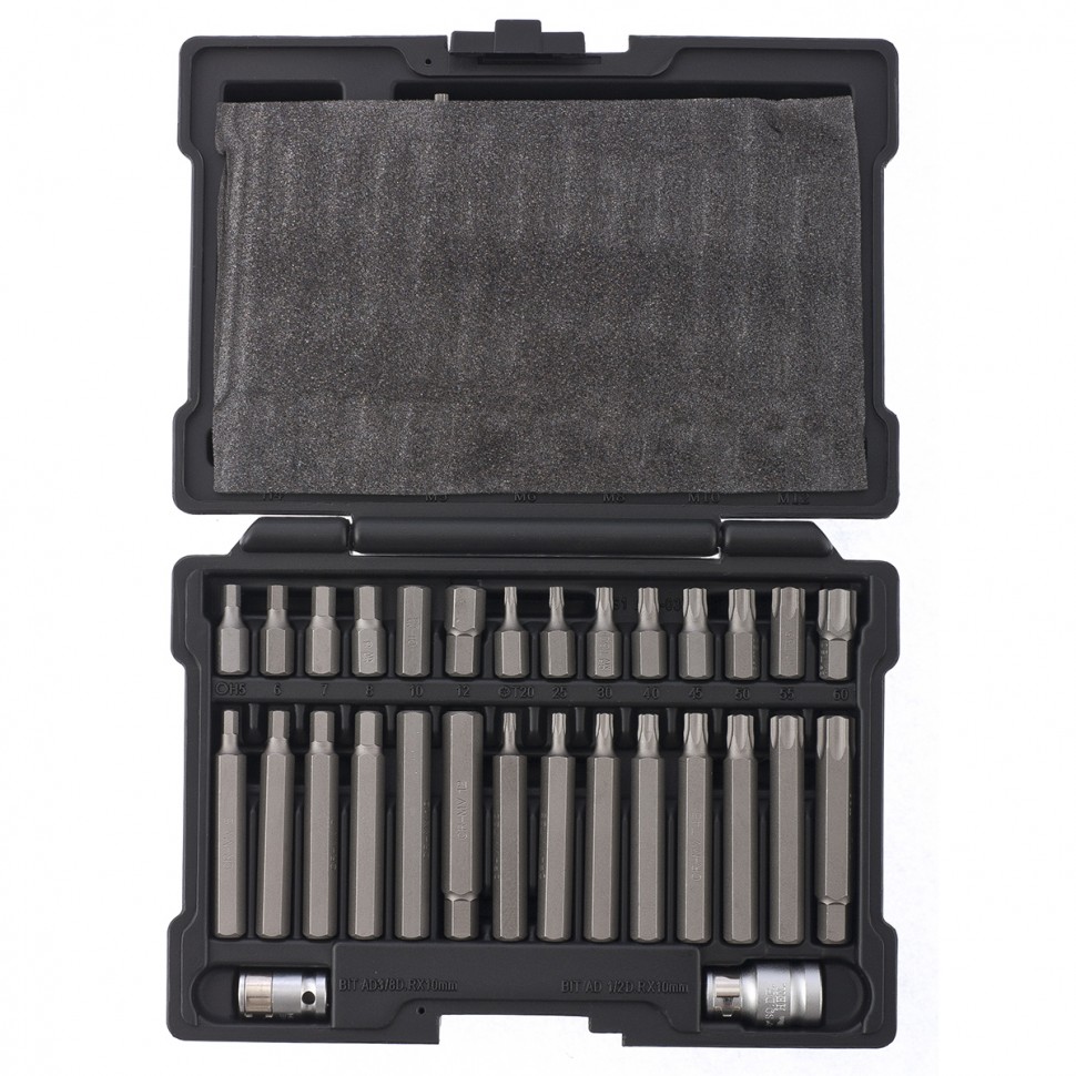 Набор бит HEX, Torx , SPLine, хвостовик-шестигранник 1/2, CrV, 42 шт. Stels (11318)
