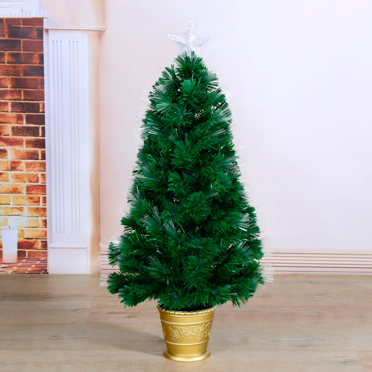 Ель декор. фиброоптич. t846av12-90  90 см, 80 веток (зеленая) "зимнее волшебство" 2338604