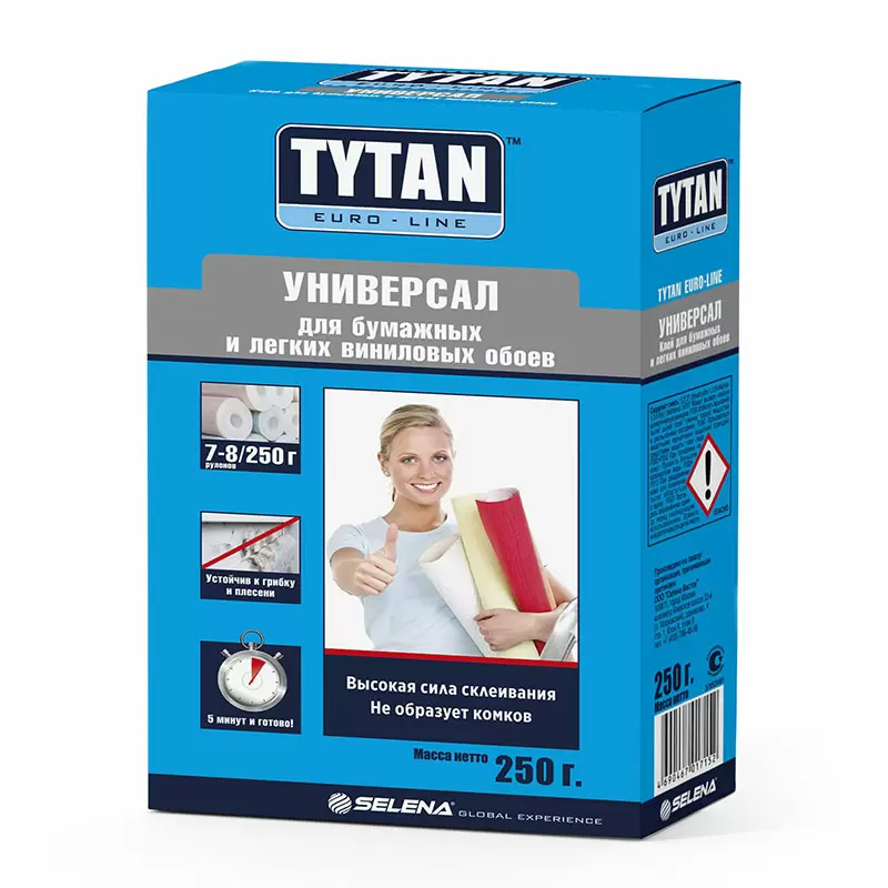 TYTAN EURO-LINE УНИВЕРСАЛ клей для бумажных и легких виниловых обоев, без индикатора (250гр)