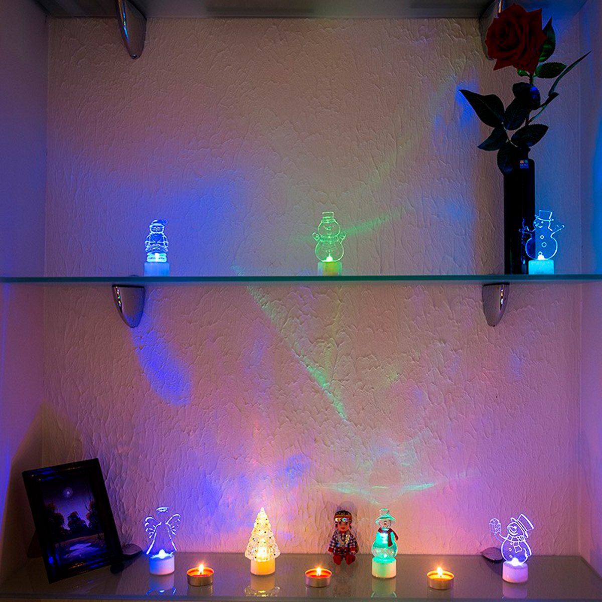 Фигурка светодиод. "снеговик с шарфом" на подставке, разноцв. (1/96) "neon-night" 501-053