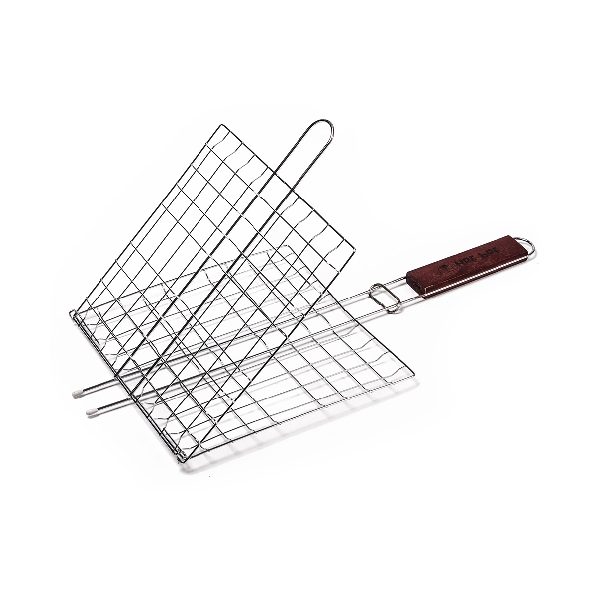 Решетка-гриль 23*23 см хром, дерев. ручка (1/12) "hot pot" 61336