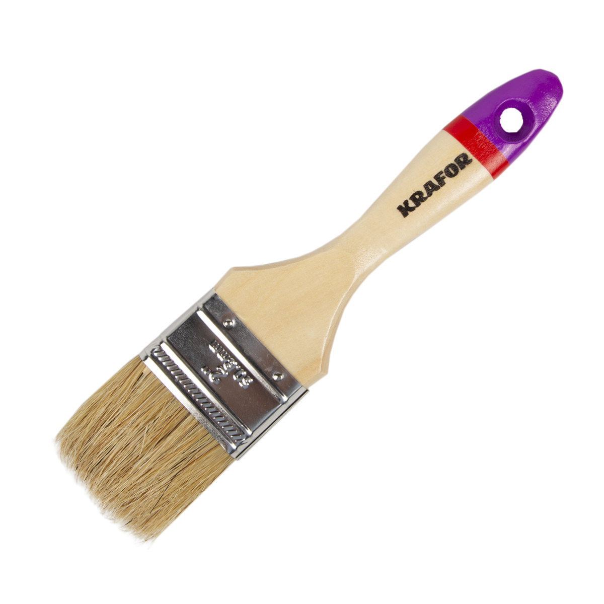 Кисть плоская "евро" №2 /50 мм  (12/480) натур.щетина, дерев.ручка "krafor" 004-0020