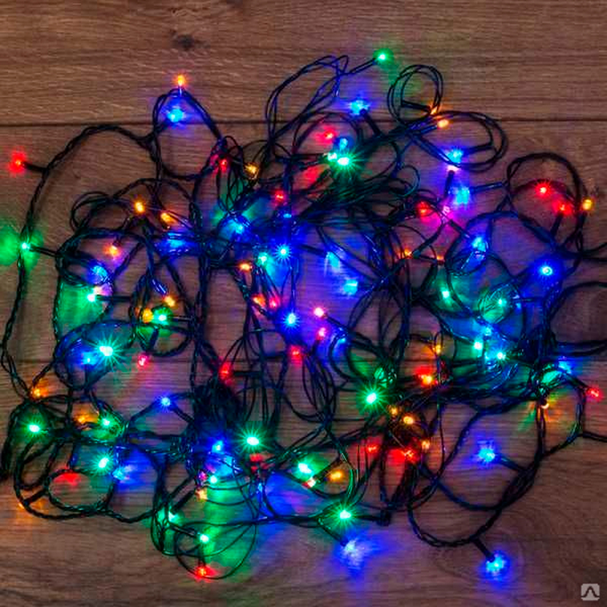 Электрогирлянда 12 м, 120 разноцв. ламп, шнур черный (1/100) "neon-night" 303-105