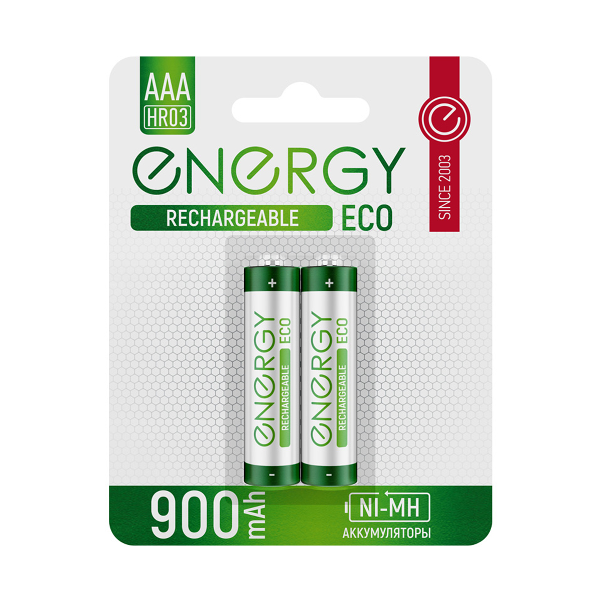 Аккумулятор eco nimh-900-hr03/2b тип ааа (2 шт. в блистере) (1/12/144) "energy"