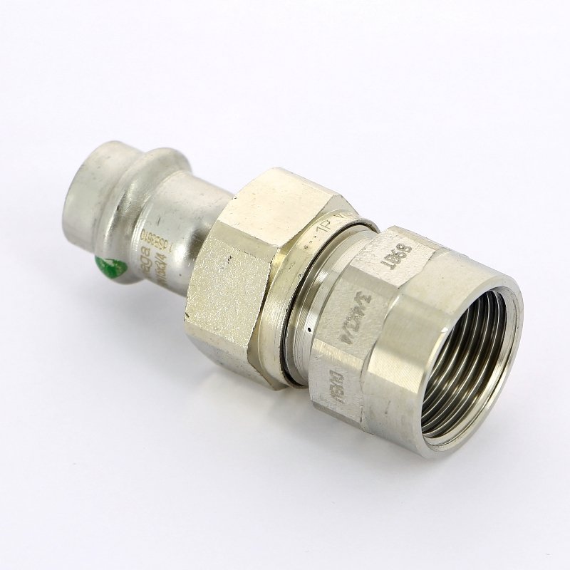 Муфта пресс-В разъёмная 15x3/4" с плоской прокладкой нержавеющая сталь Sanpress Inox VIEGA