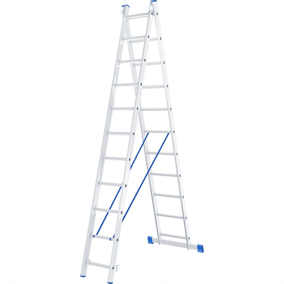 Лестница, 2 х 11 ступеней, алюминиевая, двухсекционная, Сибртех (97911)