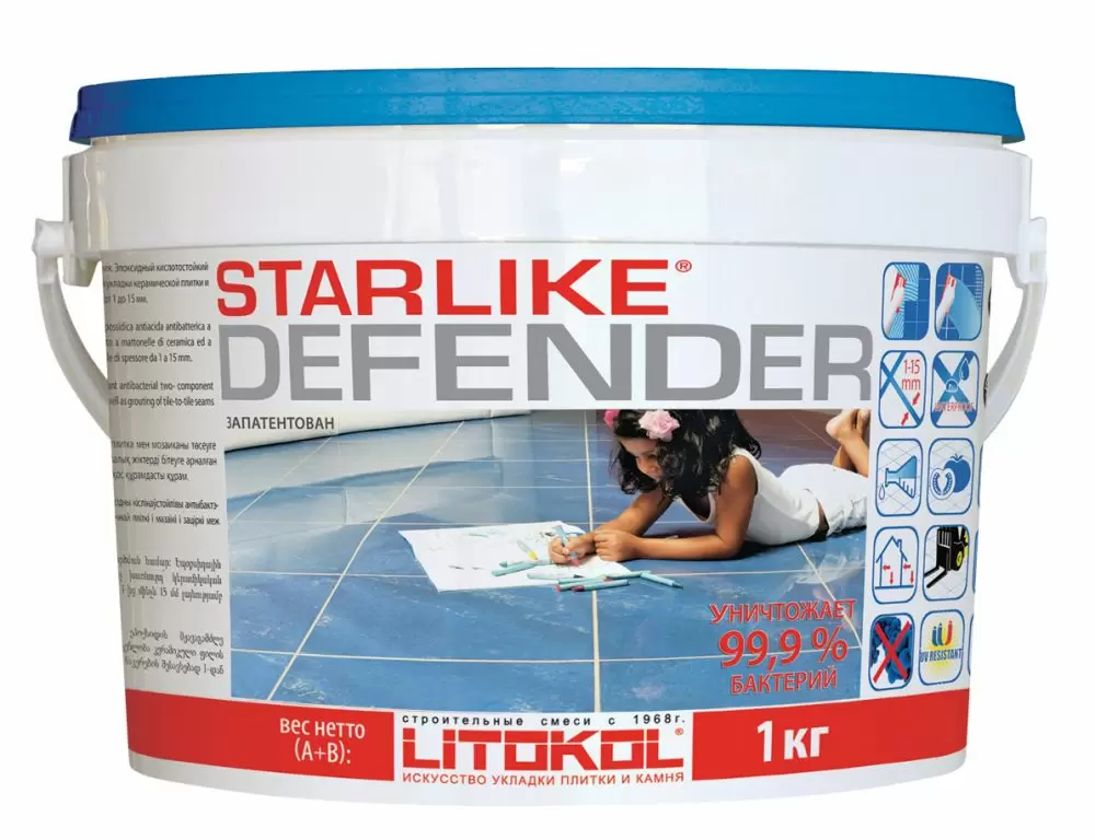 LITOKOL STARLIKE DEFENDER EVO затирка двухкомпонентная, S.140 nero grafite (1кг)