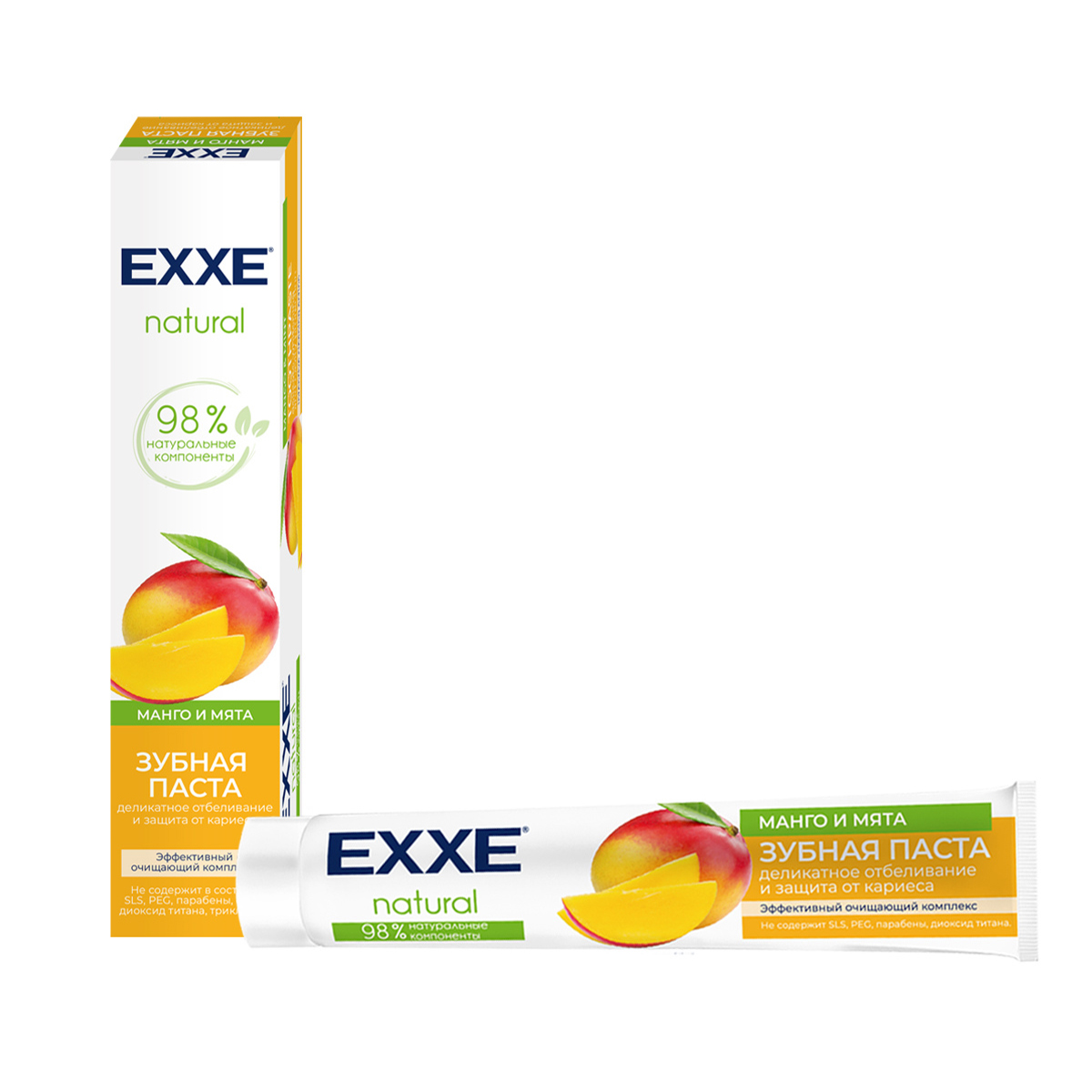 Зубная паста "natural" манго и мята отбеливающая 75 мл (1/12) "exxe"