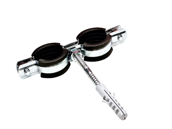 Хомут двойной с шпилькой и дюбелем 3/4" (⌀25-29) STOUT