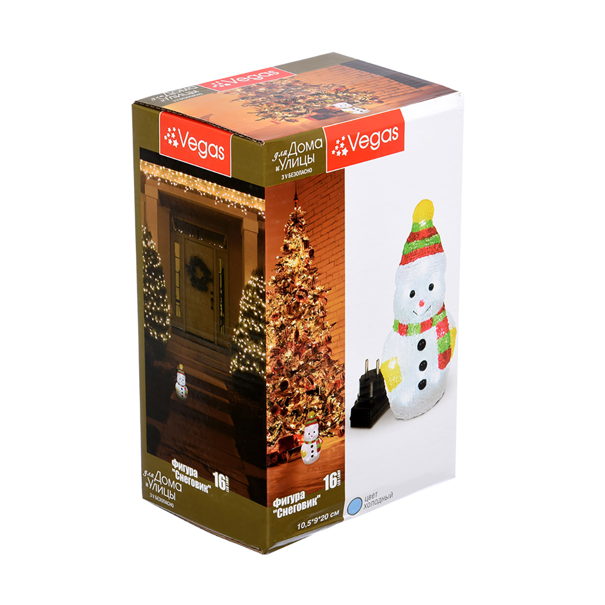 Фигурка "снеговик" 10,5*9*20 см, 16 холодных ламп (1/6) "vegas"