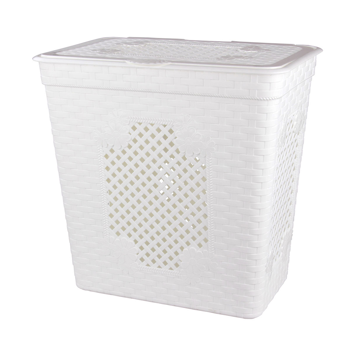 Корзина для белья прямоуг. 85 л "плетенка люкс" (белый) (1/4) "альтернатива" м3405