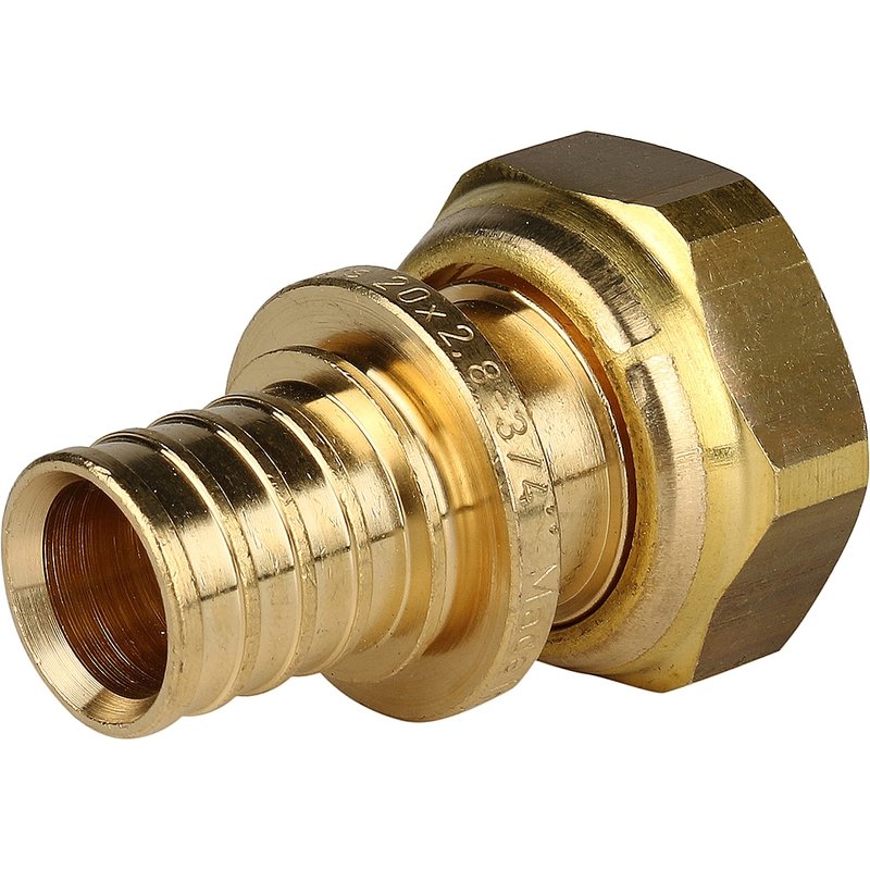 Муфта с накидной гайкой 20 x 3/4" аксиальная для труб PE-X STOUT