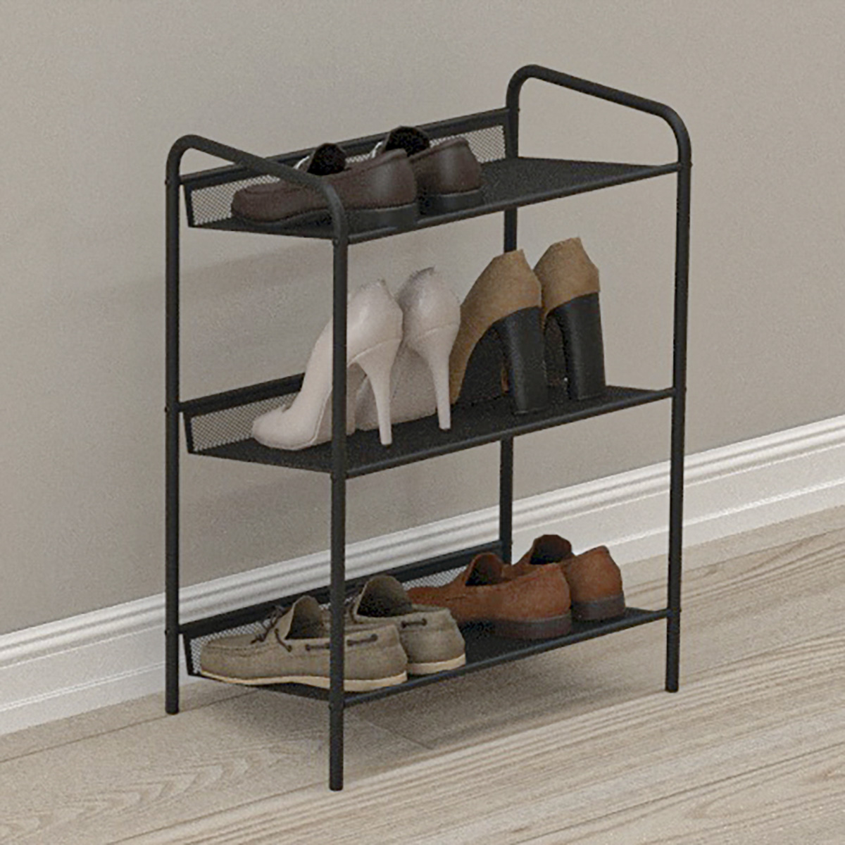 Подставка для обуви "женева 13" 3 полки (450*270*600 мм) черный (1) пдо ж13 ч