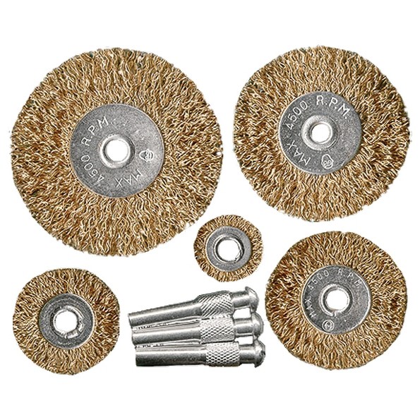 Набор щеток для дрели, 5 шт, 5 плоских 25-38-50-63-75 мм, со шпильками, металлические Matrix (74494)