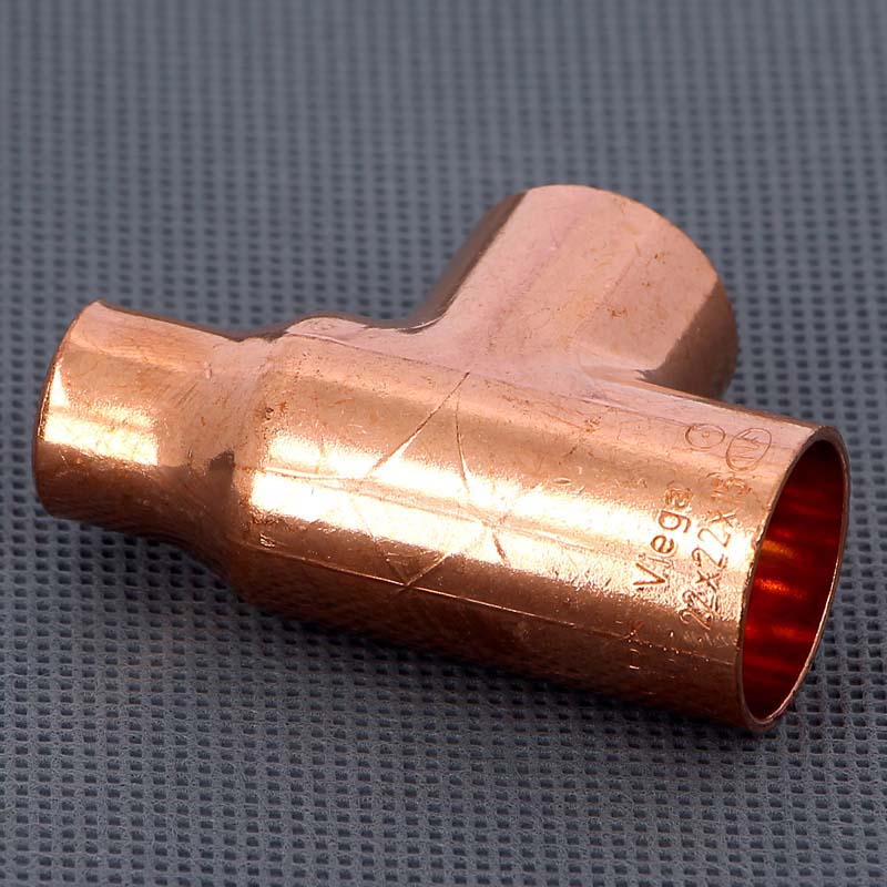 Тройник переходной под пайку 22 х 22 х 15 мм VIEGA медный