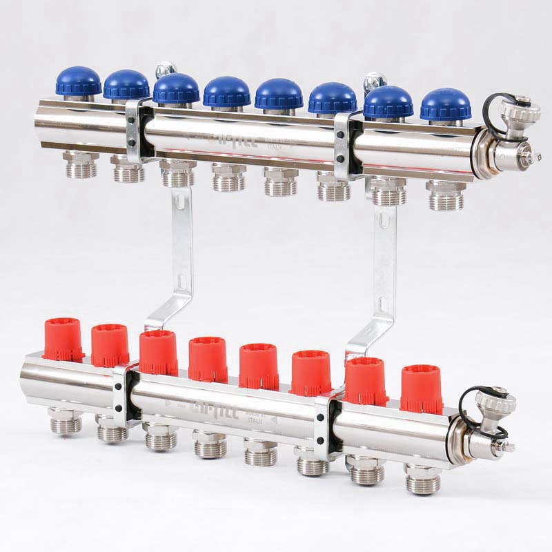 Колл. группа UNI-FITT 1"x3/4" ЕК 8 выходов с регулировочными и термостатическими вентилями