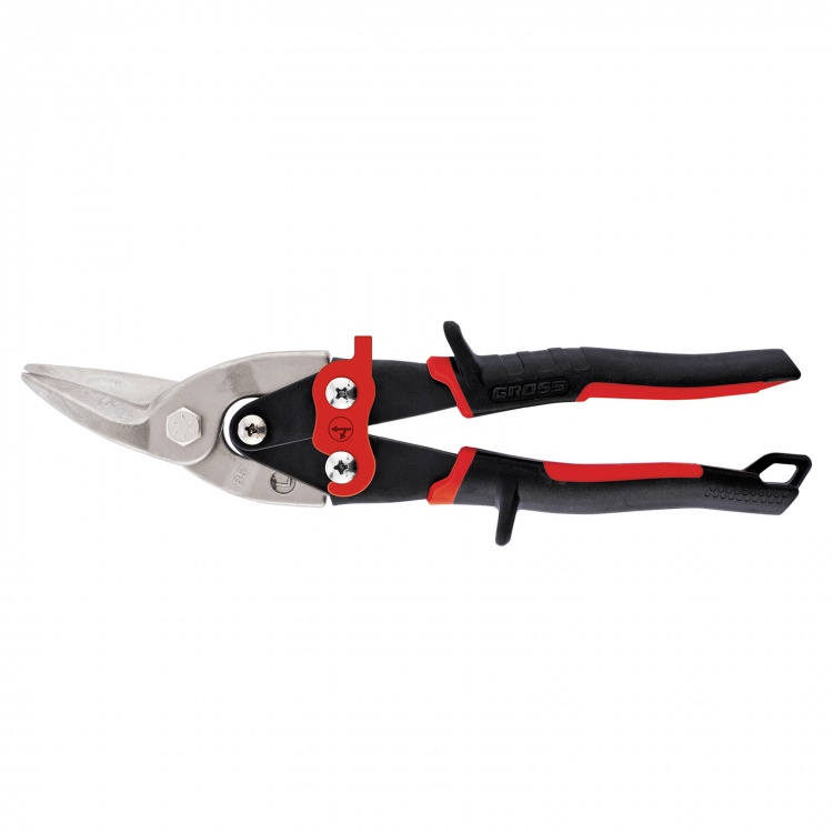 Ножницы по металлу "Piranha", 250 мм, прямой и левый рез, сталь СrMo, двухкомпонентные рукоятки Gross (78321)