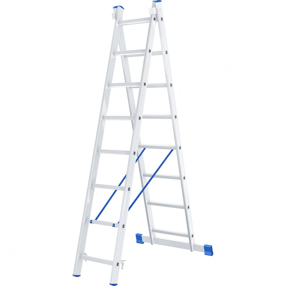 Лестница, 2 х 8 ступеней, алюминиевая, двухсекционная, Сибртех (97908)