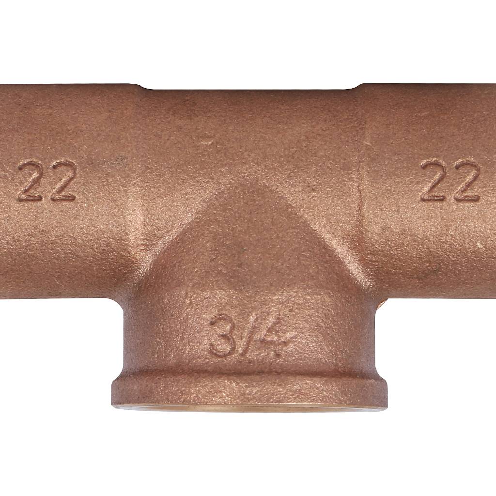 Тройник 22x3/4"x22 переходной под пайку с резьбой (ВР) SANHA бронза 141302234