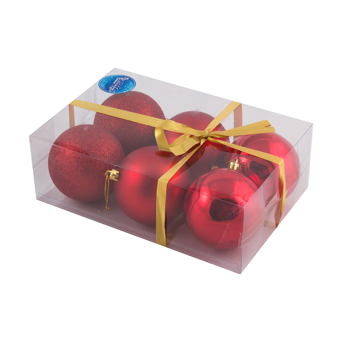 Шары новогодние pb8-6smb-r набор 6 шт. d - 8 см, красный (1/24) "волшебная страна"