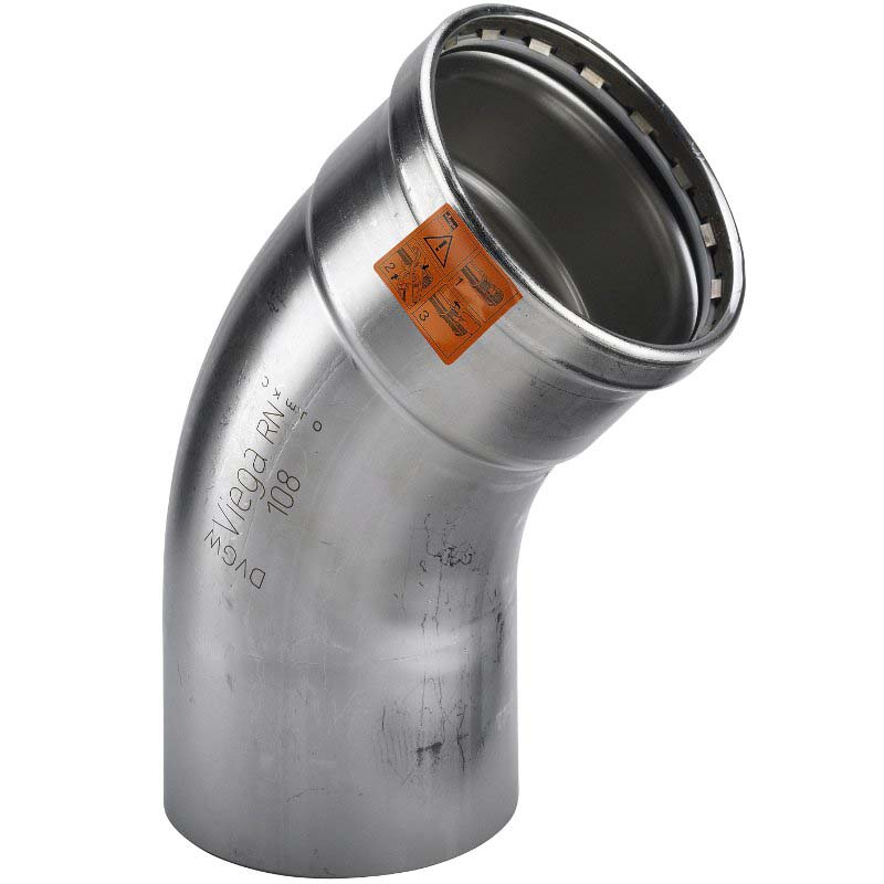 Угол-вставка пресс 45°108 нержавеющая сталь Sanpress Inox VIEGA