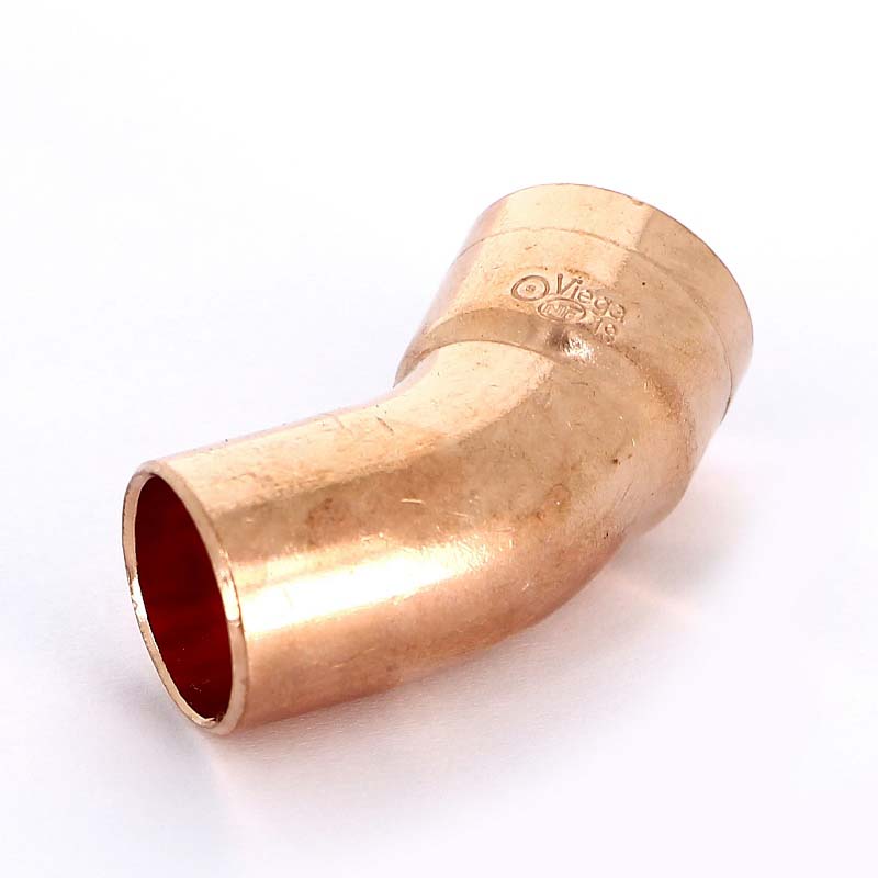 Угол однораструбный 45° VIEGA пайка 18 мм медный