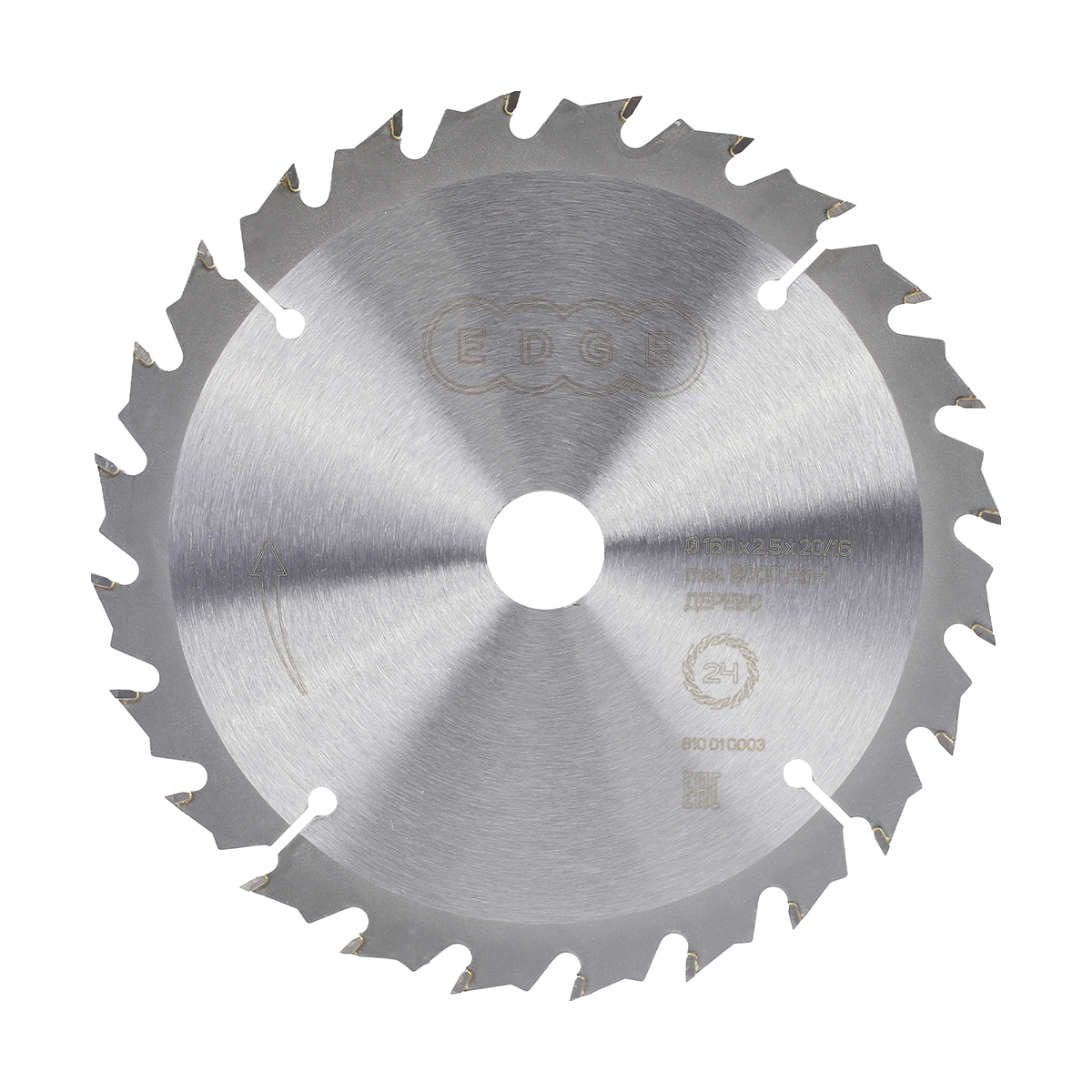 Диск пильный по дереву 160 х 20/16 мм, 24 зуба (1) "edge by patriot" 810010003