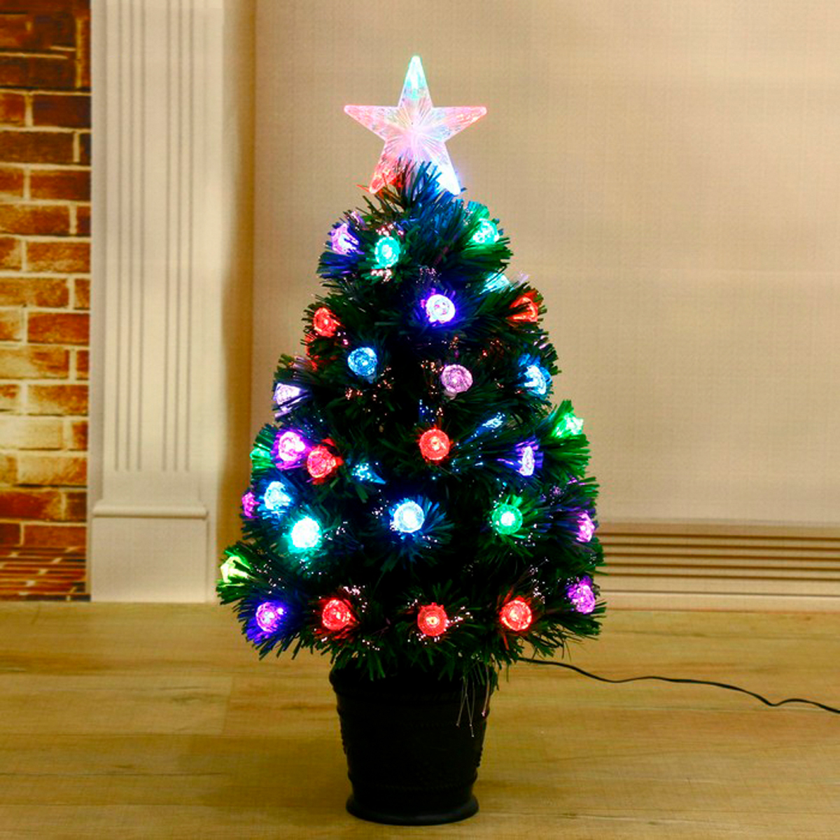 Ель декор. фиброоптич. t990v12-60  60 см, 55 веток (зеленая) "зимнее волшебство" 2338599