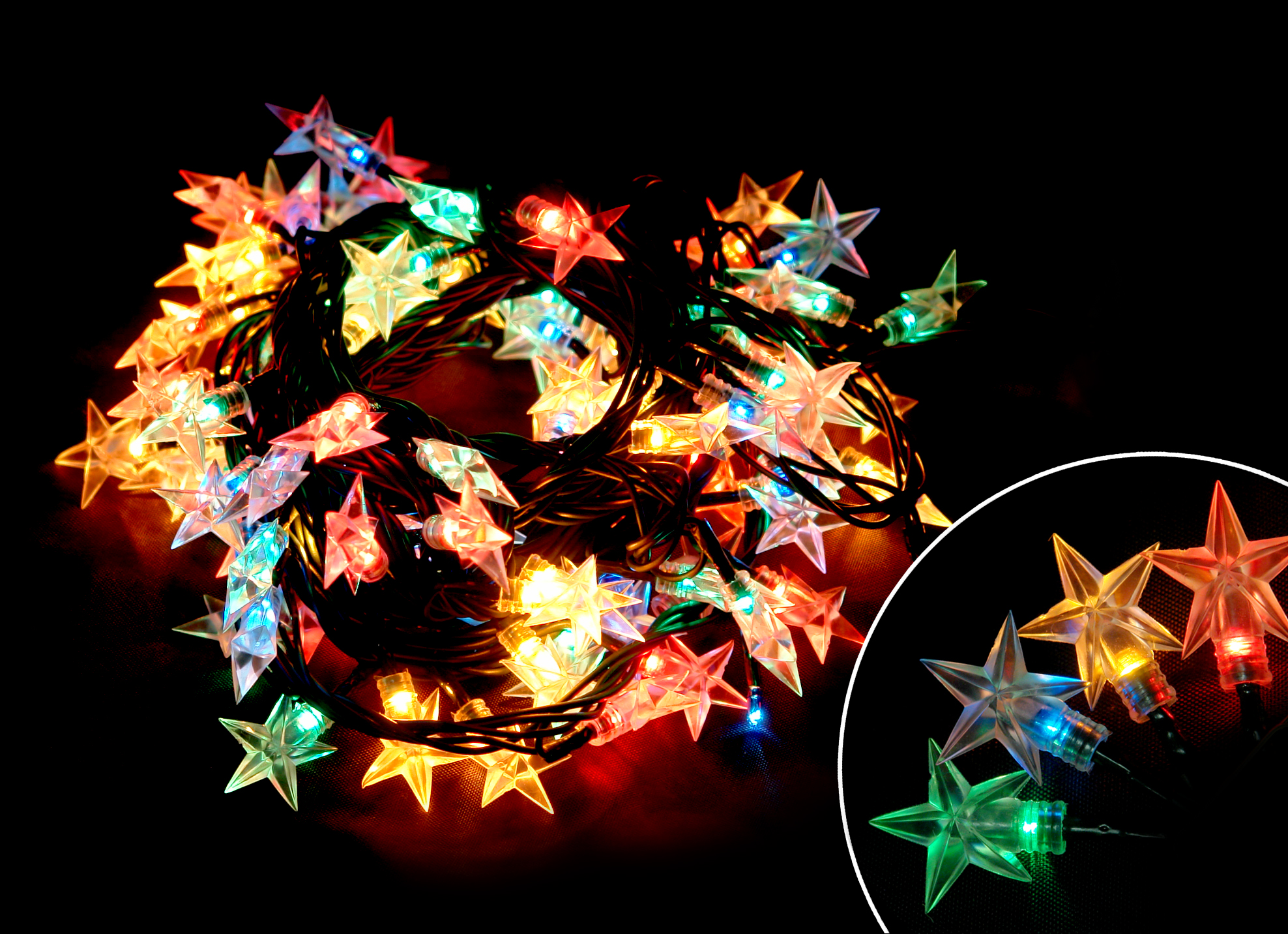 Электрогирлянда "звезды" 5 м, 8 реж., многоцвет. (1/24) star-100-5-mc "волшебная страна"