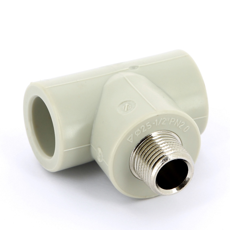 Тройник комб. 25 х 1/2" (НР) полипропилен PP-R FV-PLAST серый