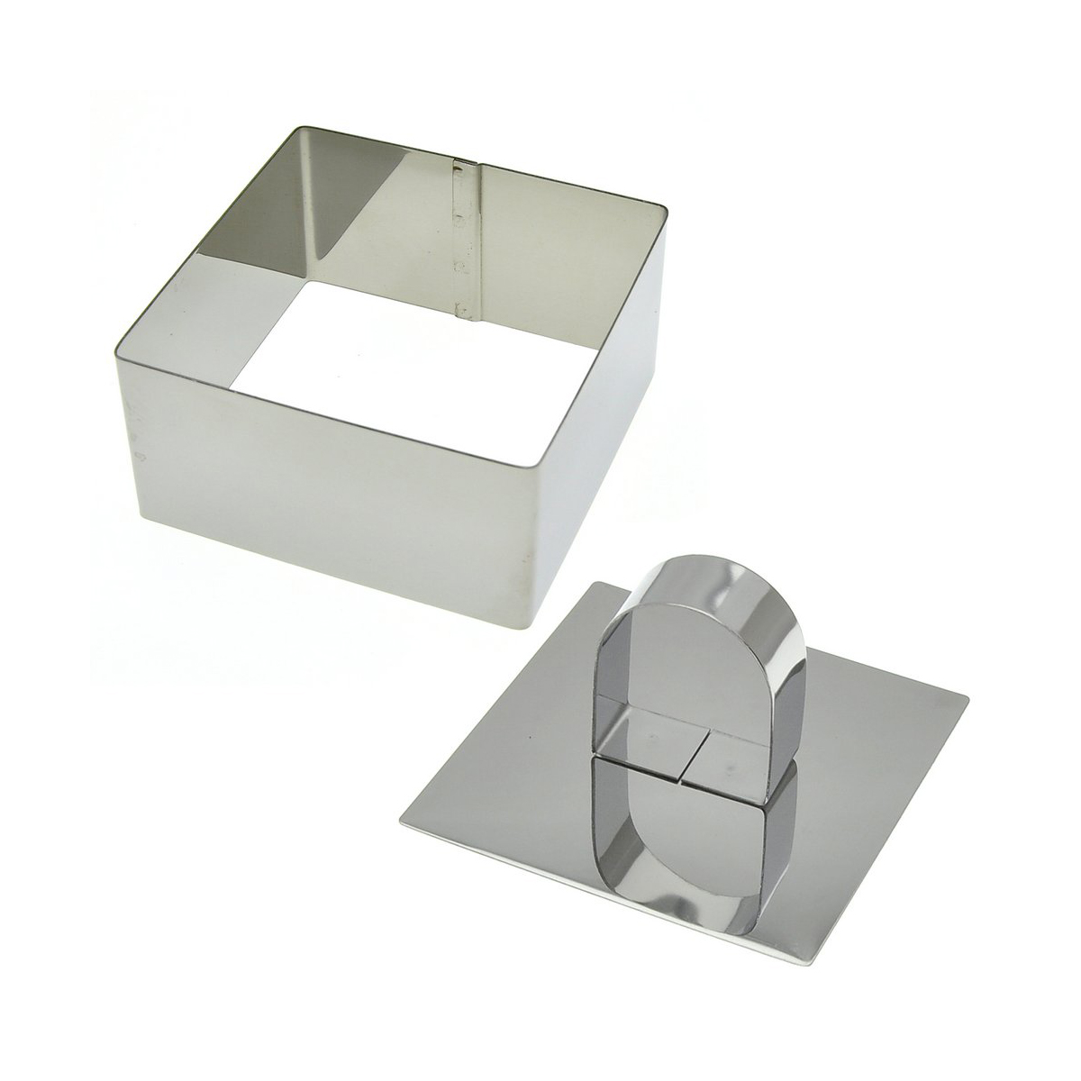 Форма кулинарная "квадрат" нержав. 8*8*4 см с крышкой-прессом (1/6/120) "мультидом" an8-4