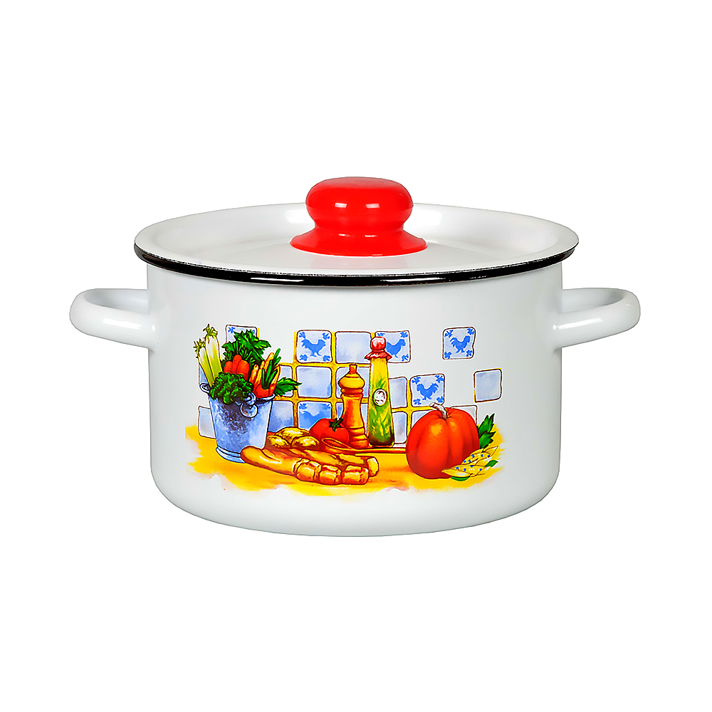 Кастрюля эмалиров. с крышкой декор. 7 л (1/2) "стальэмаль"  1с18с