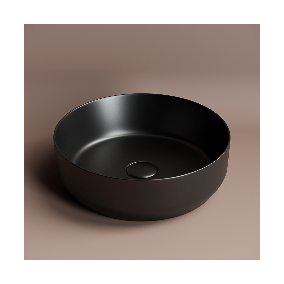 Раковина накладная "element" 390*390*120 мм круглая, черная мат. "ceramica nova" cn6022mb